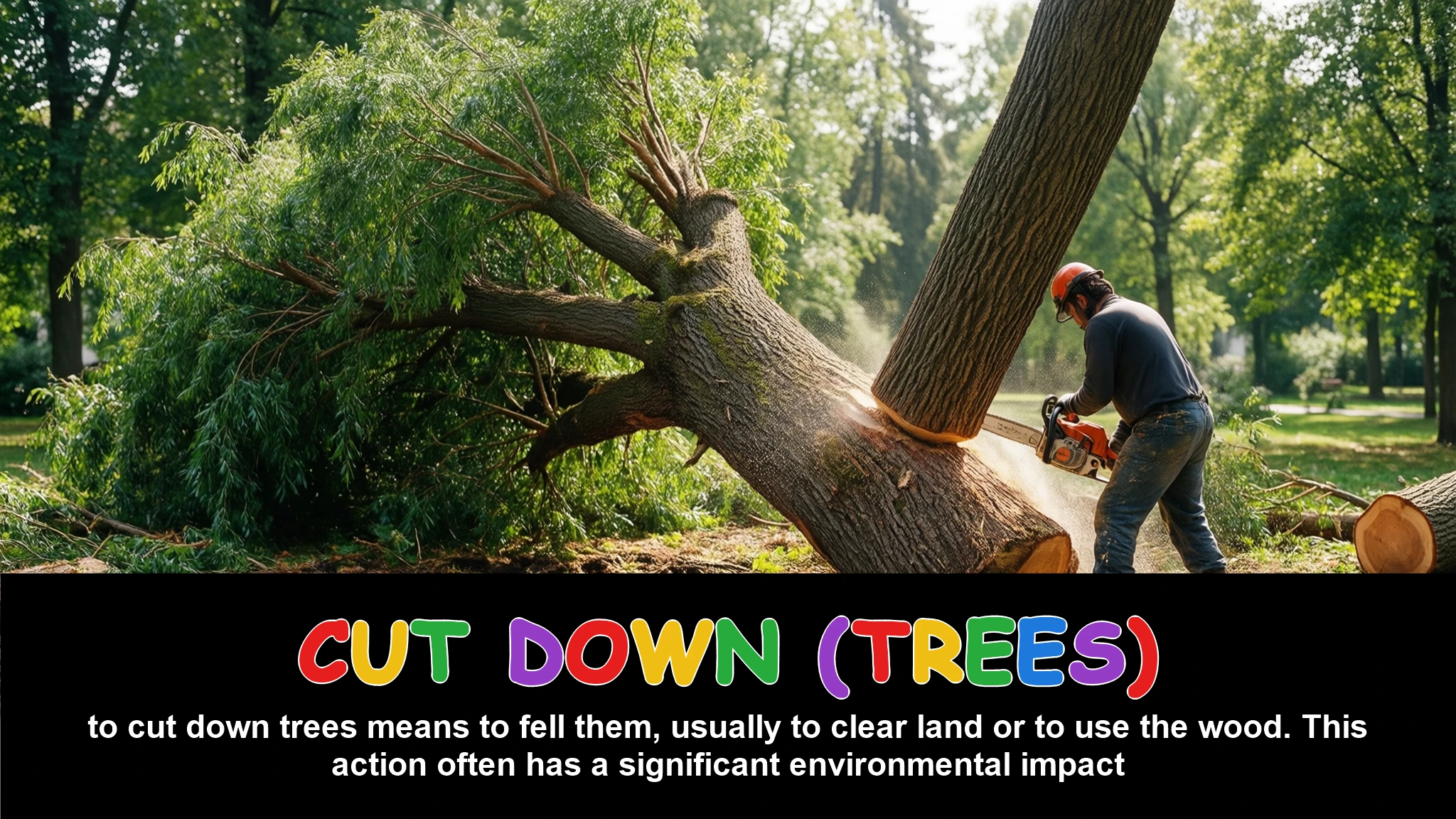 English Illustration for cut down (trees)